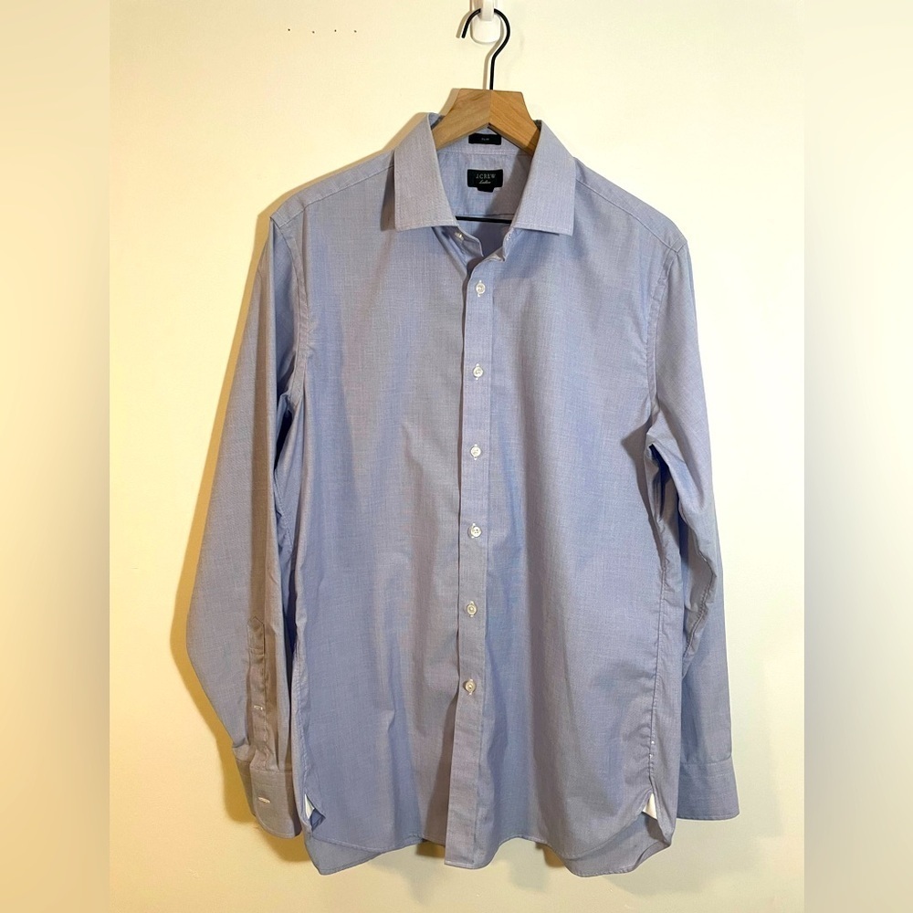 J Crew Men's Ludlow Dress Shirt Size L 16 1/2 - 35 Blue Slim Fit Button Down EUC